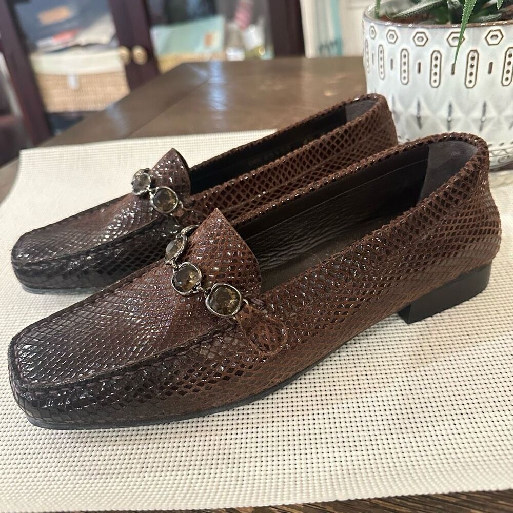 Stuart Weitzman Brown Python Embossed Comfy Leath… - image 7